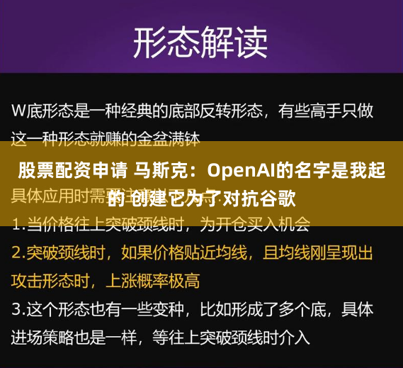 股票配资申请 马斯克：OpenAI的名字是我起的 创建它为了对抗谷歌